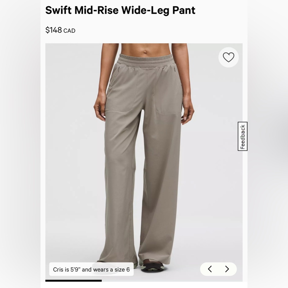 Lululemon Swift Wide-Leg Mid-Rise Pants in Green